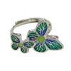 Anillo de mariposa doble artesanal de color esmaltado de estilo étnico vintage para mujer, estilo literario y artístico, elegante anillo para dedo, joyería de mano