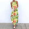 Tendência Verão 2023 Nova Roupa Feminina Amazon ebay Moda Gola Redonda Fenda Vestido de Alça Saia Longa Dia da Independência