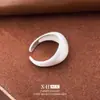 Anillo Geométrico Cepillado Plateado Estilo Retro Europeo y Americano Nicho Ovalado Abierto Único Elegante Moda Estilo Fresco Joyería para Mano