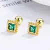 Aretes de rosca cuadrada para mujer de plata de ley 925, nueva moda, estilo minimalista, combinan con todo, arete para el lóbulo de la oreja, personalidad, temperamento, joyería para la oreja