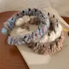 Diadema de Peluche con Estampado de Leopardo para Otoño e Invierno para Mujeres con Dientes para Lavado Facial y Presionar el Cabello Diadema con Parte Superior Alta de Calavera Pinza Antideslizante para el Cabello