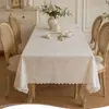 2026 Nova Toalha de Mesa de Renda Pastoral Transfronteiriça à Prova de Poeira Respirável para Mesa de Jantar Borda Ondulada Cor Sólida Capa para Geladeira Mesa de Chá