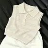 Roupas infantis estilo coreano 2026 verão nova moda tendência fino vazado gola polo conjunto de colete de tricô e shorts