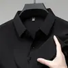 Camisas de Manga Larga para Hombre de Primavera y Otoño, Camisas Sin Costuras de Seda Helada, Ropa de Verano para Hombre, Tops Sueltos Finos para Hombre de 200g, Modernos
