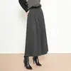 Calças de Lã de Perna Larga para Mulheres, Novas Calças de Cashmere Grossas de Cintura Alta Soltas para Outono e Inverno, Calças Boot Slimming Fashion, Calças Saia Cropped