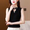 2023 Nuevo Sling Camiseta Base Interior para Mujer Verano con Cuentas Elegante Top Slim Hueco Chaleco sin Mangas Trendy