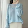Nuevo Suéter de Punto Redondo de Lana Pura Otoño/Invierno 2026 Manga Larga para Mujer Crochet Hecho a Mano Suéter Holgado de Lana Top