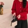 Cardigan de Tricô Retrô Simples de Cor Sólida Versátil Estilo Coreano Outono e Inverno Novo Casaco Suéter de Tricô Solto Estilo Preguiçoso para Mulheres