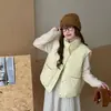 Outono/Inverno 2026 Novo Estilo Coreano Gola Alta Colete de Penas Feminino Roupa Externa Curto Bolso Grande Colete Gilet Roupa Externa