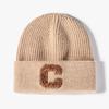 Gorro Letra C para Mujer Otoño e Invierno Color Caramelo Japonés Gorro Tejido Heading Lana Cálido Frío Moda Yuppie Coreana para Hombre