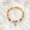 Mil Ouro Pequena Sorte Natural Amarelo Torre Cristal Pulseira de Fio Único Mulheres Cristal Natural Atração de Riqueza Pulseira Virada de Sorte Templo Cultural Criativo Atacado
