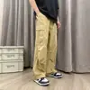 Calça Cargo Retrô Americana Masculina Verão Outono Fina Streetwear Marca Tendência Multi-Bolsos Paraquedista Casual Perna Larga Perna Reta Calça Longa