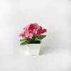 Maceta Pequeña Cuadrada tipo Película Impresa en 3D con 9 Flores de Hortensia Artificiales para Decoración de Sala de Estar en Casa