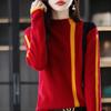 Suéter Estilo Coreano Roupa Feminina Outono e Inverno 2025 Novo Solto Gola Alta Listrado Estilo Retrô Suéter de Lã Top Feminino