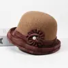 Sombrero de pescador de lana para mujer, para mediana edad y mayores, otoño e invierno, estilo coreano, versátil, cálido, elegante, sombrero de cubo retro británico
