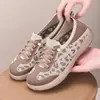 Zapatillas Deportivas Alemanas Estampado de Leopardo Primavera Verano Nuevas Malla Flyknit Zapatos Individuales Suela Suave Transpirables Casuales Zapatos para Mujer Slip-on Zapatos para Mamá