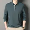 Nueva Camisa Polo de Color Sólido de Manga Larga Estilo Comercio Exterior para Hombre, Ropa Casual de Moda para Hombres de Mediana Edad, Top para Papá para Otoño