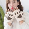 Guantes de dibujos animados estilo preppy otoño e invierno con forro polar engrosado a prueba de viento cálido casual felpa lindo oso dedo completo Halter