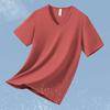 Playera Modal de Manga Corta para Hombre de Secado Rápido, Seda de Hielo Fresca, Top de Cuello en V Fresco, Antibacterial, Antiácaros, Camiseta Básica de Verano de Media Manga