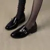 Mocasines de estilo retro francés, nueva colección para mujer, puntera redonda, zapatos slip-on versátiles, elegantes planos con tacón grueso, punta poco profunda