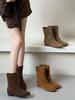 Botines Cortos para Mujer Modelo Nuevo 2026 Otoño e Invierno Punta Redonda Botines para Mujer Plataforma Plana Botines Cortos que Aumentan la Altura Botines Estrechos de Nicho