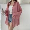 Camisa de Seda de Gelo com Proteção Solar para Mulheres Verão 2026 Cardigã Fino com Design Único e Efeito de Caimento Blusa Camisa Jaqueta Top