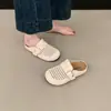 Zapatos de red tejidos huecos con suelas gruesas y aumento interno de altura, babuchas cerradas para mujer, nuevas sandalias de verano 2026
