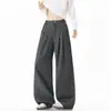 Pantalones plisados fluidos, limpios y bien ajustados para hombre, estilo americano de alta costura de otoño, pantalones casuales rectos holgados de pierna ancha para hombre