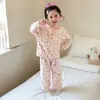 Pijama de coral para niños, engrosado para otoño e invierno, estilo nuevo, conjunto de franela para niñas y bebés, ropa de estar de dibujos animados para niñas