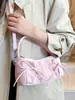 Bolsa Feminina Shuai Mi Jia Plissada Moda Estilo Coreano Ombro Único Transversal para Mulheres 2026 Outono Inicial Nova Ins Texturizada Chique Pequena Quadrada
