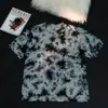 Camiseta tie-dye lavada de algodón puro de peso pesado de 230 g, retro transfronteriza, talla grande, corte holgado, hombros caídos, manga corta moderna, venta al por mayor