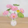 Flores de loto artificiales, loto biónico, hojas y vainas de loto falsas para decoración en la sala de estar, flores de tela de seda para ofrecer a Buda, flores decorativas