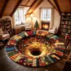 Alfombra Redonda de Terciopelo de Cristal Navideño con Ilusión 3D, Decoración Festiva para Sala de Estar, Antideslizante, Engrosada, Alfombra para Mesita de Noche de Dormitorio