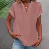 Camisa de Verano para Mujer de Color Sólido con Cuello Alto, Botones y Manga Corta, Estilo Europeo y Americano, 2026