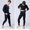 Conjunto de ropa interior térmica para hombre, grueso, cálido y con forro polar, estilo invierno, capa base de cuello redondo, disponible en tallas grandes para hombres de mediana edad y jóvenes