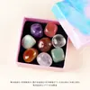 Piedra Cruda de Cristal Natural Granos de Cristal Piedra de Siete Colores Cuarzo Rosa Piedras Pulidas Colgantes de Pilar Hexagonal Combinación Multicolor Caja de Regalo