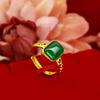 Shagong Atacado Edição de Ouro Calcedônia Antiga Lei Anel Vietnã Shagong Ouro Incrustado Jade Vivo Retro Anel Feminino Fornecimento