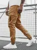 Pantalones Largos Casuales para Hombre con Bolsillo Lateral con Cremallera Decorado Ajuste Delgado Pantalones Casuales Lisos para Hombre