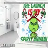 Bestseller transfronterizo de Amazon: Cortina de ducha verde del Grinch, cortina de ducha impermeable de pongee con estampado digital de dibujos animados