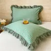 Fundas de almohada de algodón lavado clase a, algodón puro, un par de fundas de almohada grandes individuales para adultos, fundas de almohada con borde de algodón puro 48X74