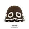 Sombrero de Pescador Tejido a Mano de Diseñador Coreano de Nicho para Mujer en Primavera y Verano para Viajes Sombrero de Cubo Pequeño Calado Tejido que Muestra la Cara