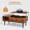 Mesa de Centro Retro Plegable Elevable con Compartimento de Almacenamiento Multifuncional Mesa de Té Mesa Plegable Mesa para el Hogar Escritorio de Computadora