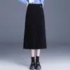 Falda de Lana Otoño e Invierno 2026 Moda Nuevo Estilo Falda Plisada Elástica Cintura Alta Falda Gruesa Línea A Falda de Longitud Media