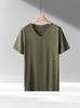 Camiseta de Verano para Hombre Vanke de Seda de Hielo, Cuello en V, Manga Corta, Delgada, Corte Ajustado, Color Sólido, Fresca, de Secado Rápido, Camiseta Base para Hombre