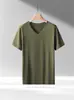Nueva Camiseta de Manga Corta de Color Sólido de Comercio Exterior de Verano para Hombre, Transpirable Tipo Hielo, Delgada, Casual, Cuello en V, Top Base Fresco