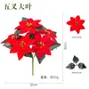 Ramo de Flores de Navidad Artificiales Transfronterizo de 5 Ramas con Bayas Rojas y Hojas para Decoración de Florero en Casa, Arreglo Floral para Escena de Fiesta Navideña