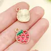 Acessórios para Joias DIY Óleo Gotejante Frutas Artificiais Cereja Morango Pingente de Liga Brincos Chaveiro Pulseira Pingente Pequeno