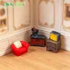 Paisaje en miniatura, muebles de sofá modernos creativos para interiores, decoraciones DIY para casa de muñecas, accesorios y adornos de mesa en miniatura