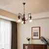 Araña de Sala de Estar Estilo Retro Francés con Pantalla de Patrón de Grietas de Hielo, Araña Vintage Estilo Nanyang para Dormitorio y Comedor, Luz Principal Moderna para el Pasillo