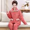 Pijama de Invierno para Mujer Chaqueta de Tres Capas Acolchada de Algodón con Terciopelo de Flor y Acolchado de Algodón Engrosado Cálido de Invierno Ropa de Casa para Adultos Mayores traje